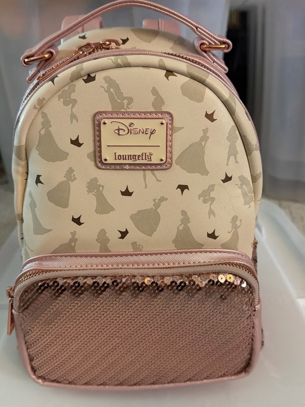 Loungefly Rose Gold & Cream Princess Silhouette Mini Backpack